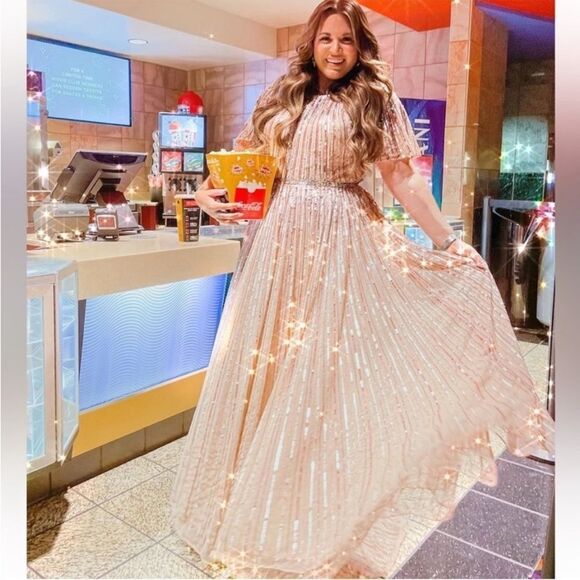NWT Mac Duggal Embellished Full Length Layered Gown Dress 6 93582 Pink - Picture 1 of 16